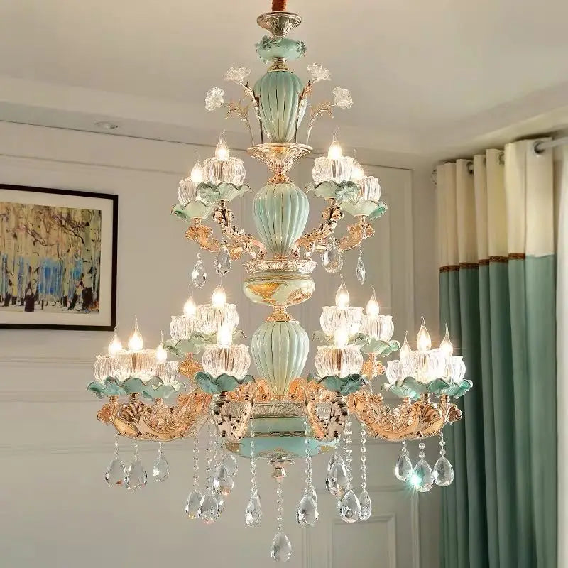 Afralia™ European Crystal Chandelier Living Room Bedroom Lamp High-Grade Villa Duplex Large