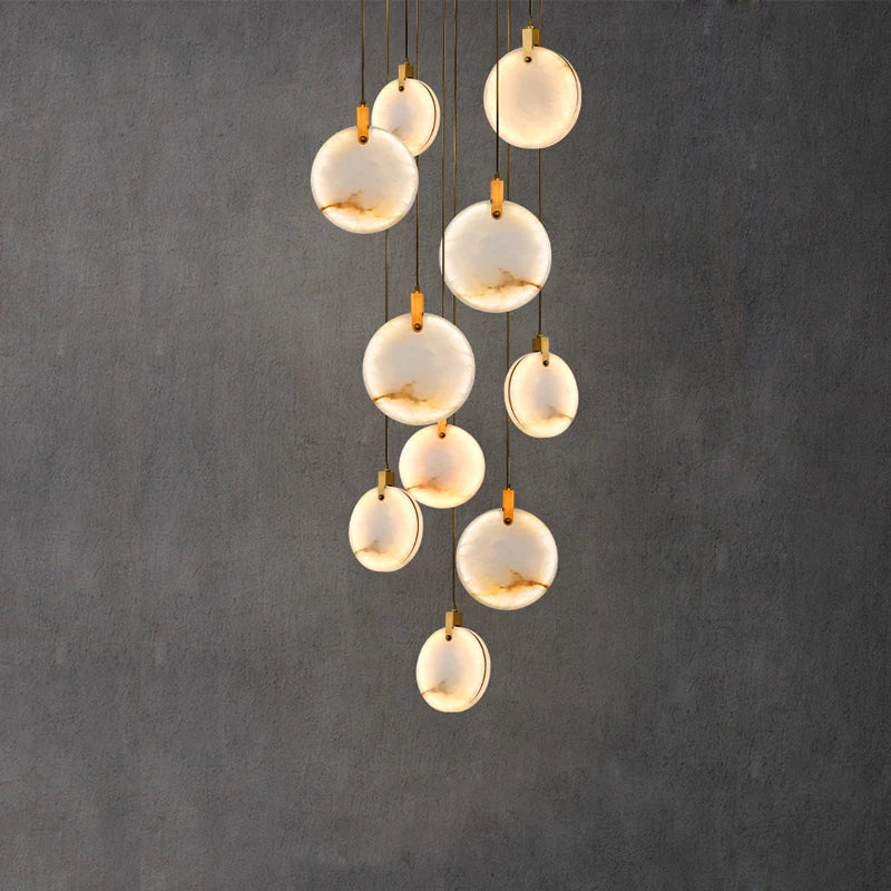 Afralia™ LED Marble Gold Chandelier for Living Room, 2025 Trend Lustre Lighting