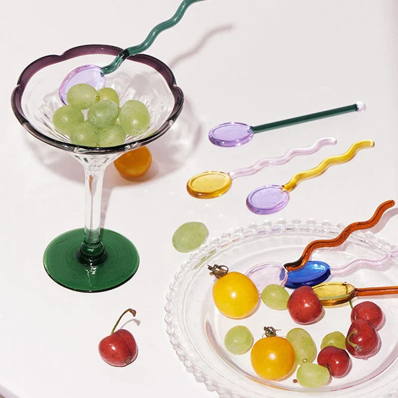 Afralia™ Glass Mixing Spoons: Stylish Tableware for Beverages, Fruit Juice, Coffee & More