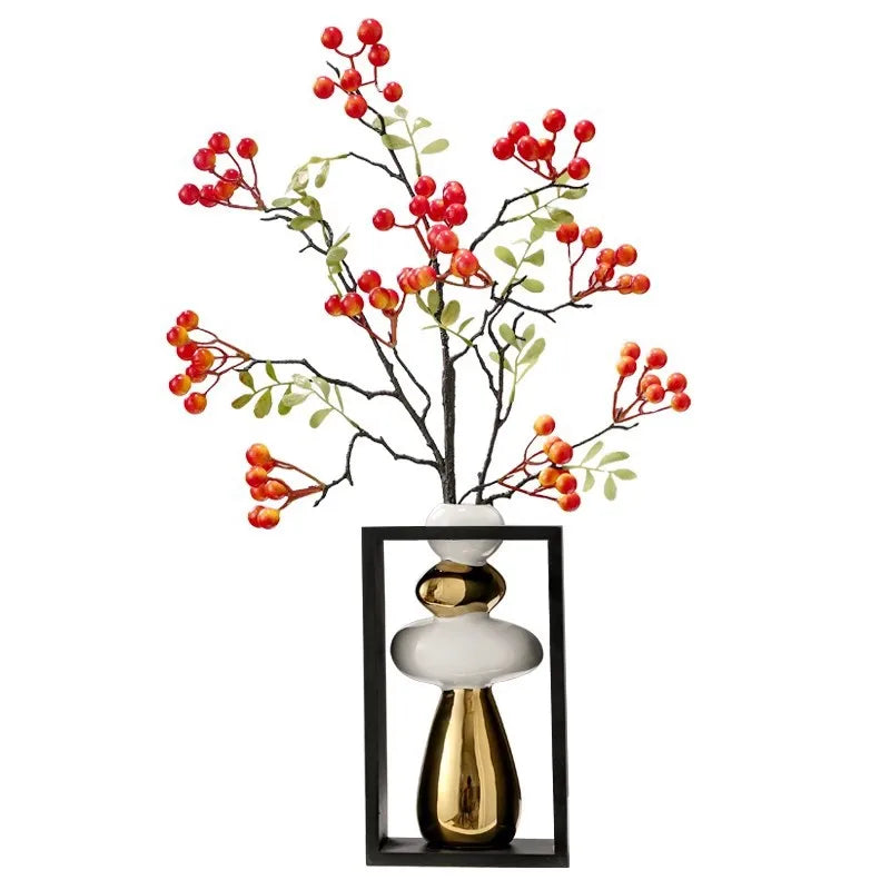 Afralia™ Geometric Golden Rockery Vase Stack for Home Decor