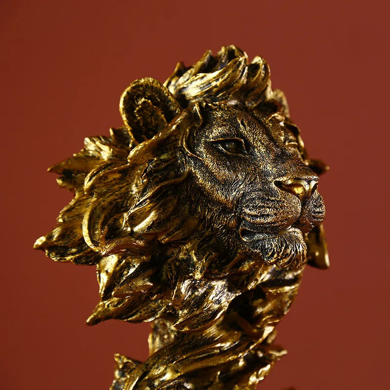 Afralia™ Vintage Lion Head Resin Crafts for Home & Office Decoration