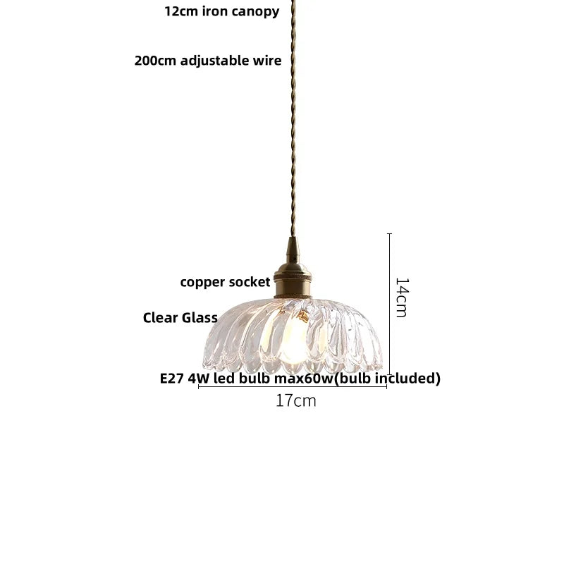Afralia™ Green Glass Walnut Wood LED Pendant Light, Nordic Modern Hanging Lamp
