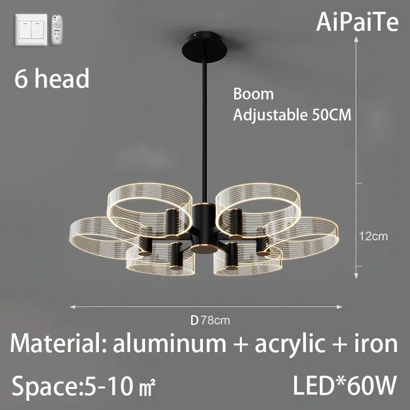 Afralia™ Acrylic Lustre Chandelier for Living Room, Bedroom, Kitchen - Hanging Ceiling Lamps