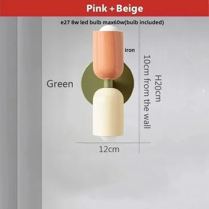 Afralia™ LED Wall Lights Colorful Iron Double Heads Modern Bedside Lamp