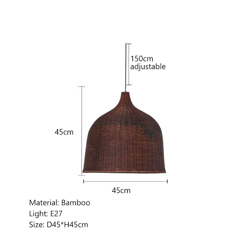 Afralia™ Bamboo Weaving LED Pendant Lights for Home Decor and Dining Room