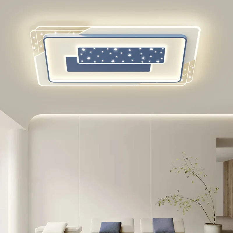 Afralia™ Square LED Ceiling Light with Remote Dimming for Bedroom, Living Room, Dining Room