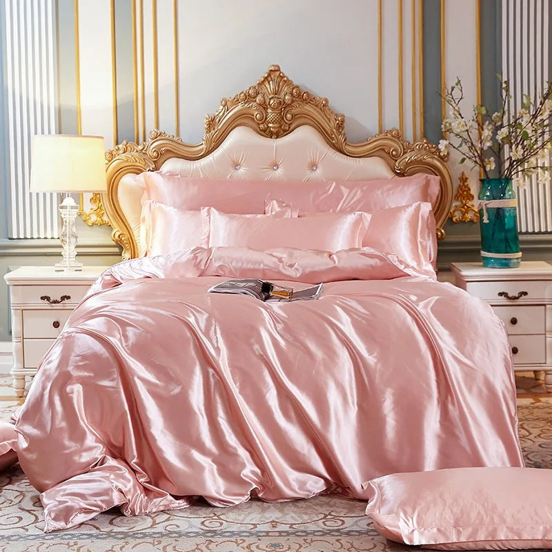 Afralia™ Luxe Satin Silk Duvet Cover Set | Soft Skin-Friendly Comforter with Pillowcase