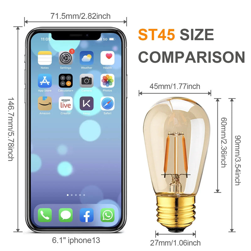 Afralia™ 1W Dimmable E27 LED Edison Bulb ST45 Amber Glass 10-Pack