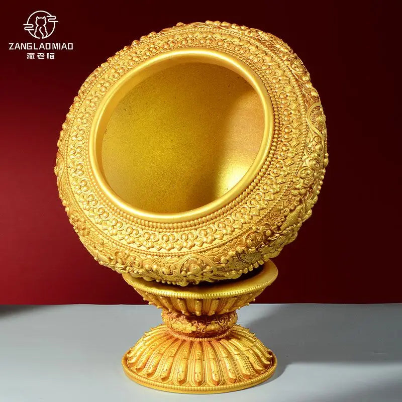 Afralia™ Resin Shakyamuni Buddha Handheld Carved Bowl, Eight Auspicious Household Mouni Bowl