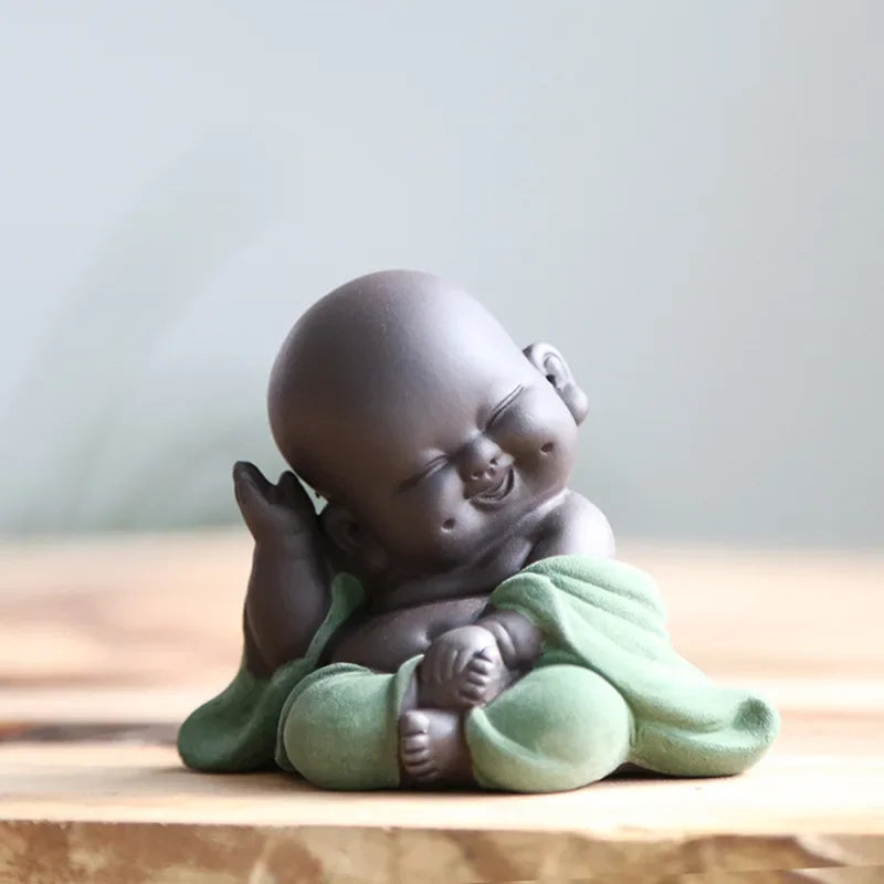 Afralia™ Ceramic Maitreya Buddha Statue Tea Sculpture Figurine Craft Display Ornament