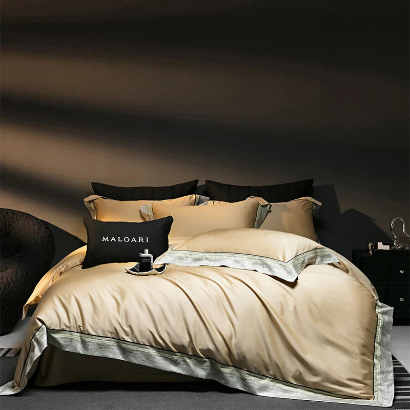 Afralia™ Luxury Satin Jacquard 1400TC Egyptian Cotton Bedding Set 4Pcs
