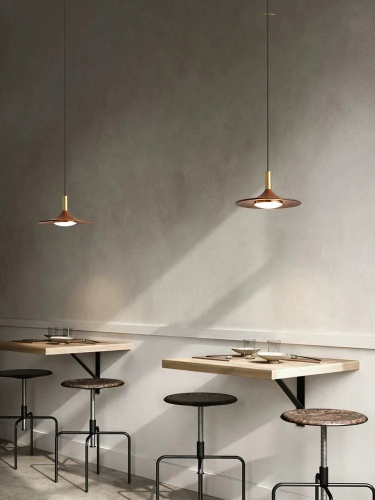 Afralia™ Walnut Wood UFO Pendant Lamp for Bedroom & Restaurant Lighting