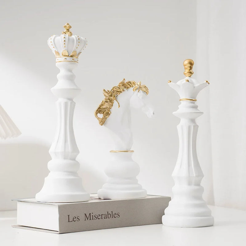 Afralia™ Modern Resin Chess Figurine Set for Home & Office Decor