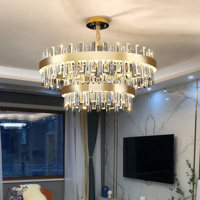 Afralia™ Crystal Chandelier for Living Room Bedroom Dining - Energy-saving Light Luxury Lamps