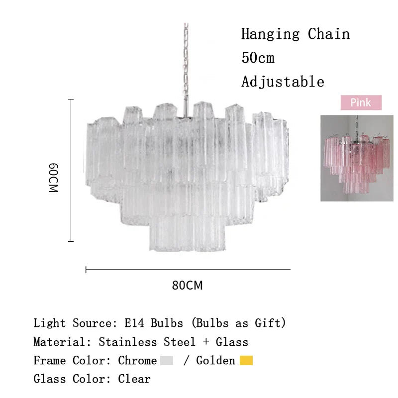 Afralia™ Pink Glass Chandelier LED Light Fixture for Ceiling Living Room Decor