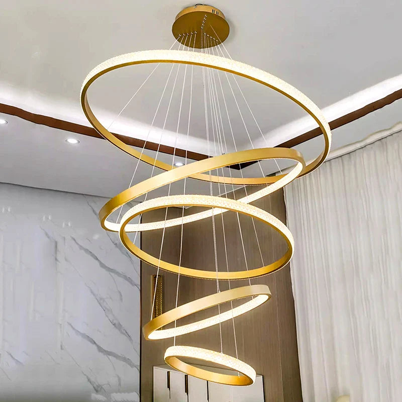 Afralia™ Crystal Chandelier Stair Pendant Lamp Living Room Pendant Lights Interior Lighting