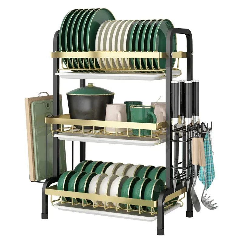 Stainless Steel Kitchen Dish Drainer Rack by Afralia™ - Space-Saving Bowl Plate Drying Organizer