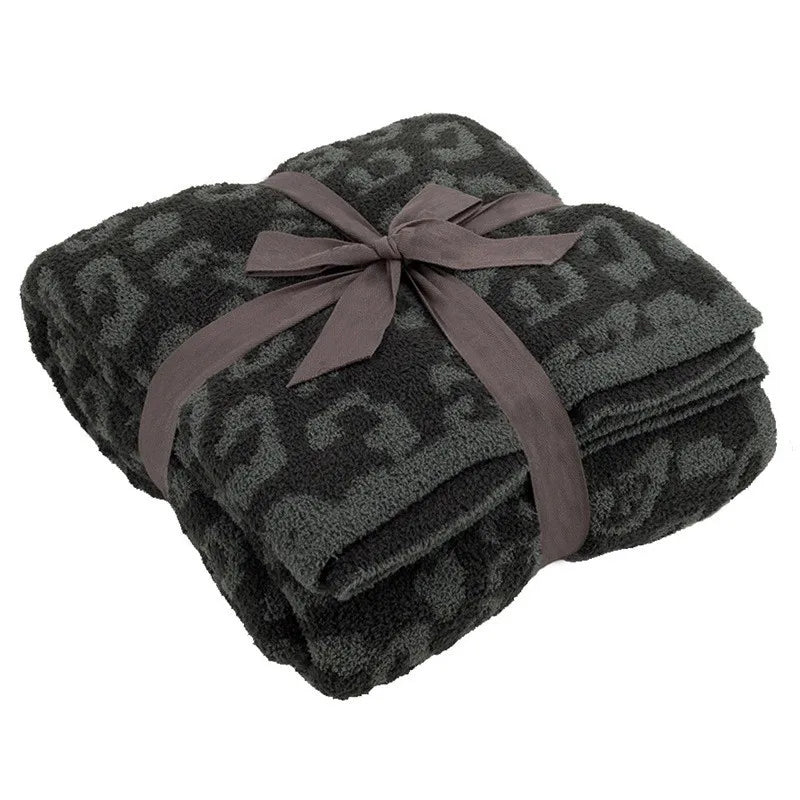 Afralia™ Leopard Print Knitted Fleece Blanket: Super Soft & Lightweight for Sofa Nap