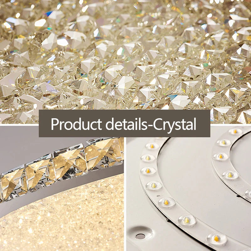 Afralia™ Crystal Round Ceiling Lamp: Nordic Light Luxury LED Home Lighting for Bedroom and Living Room