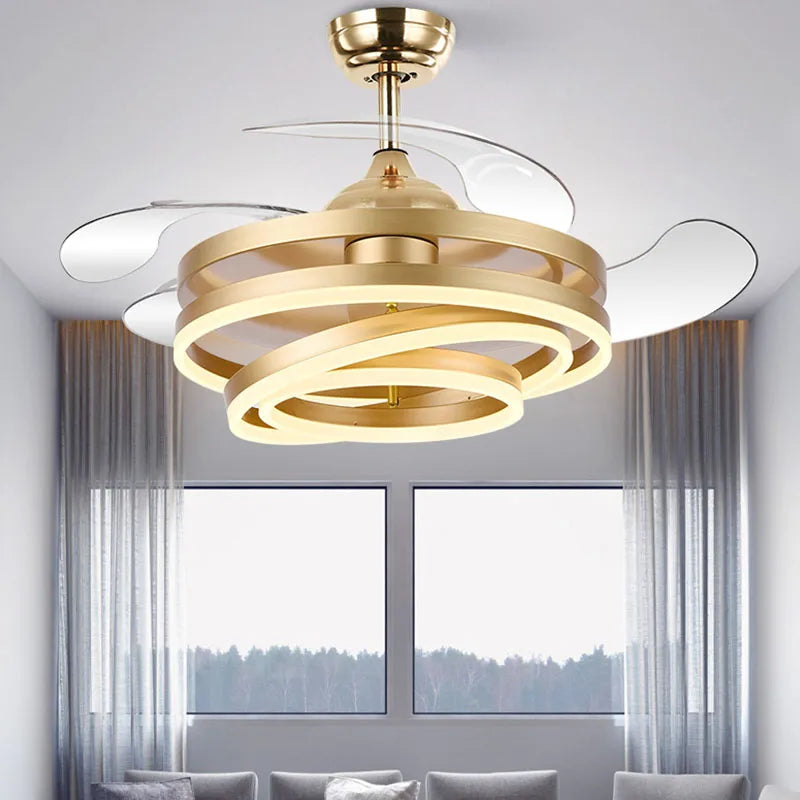 Afralia™ Postmodern Invisible Ceiling Fan Light with Adjustable LED, Reversible Fan Chandelier