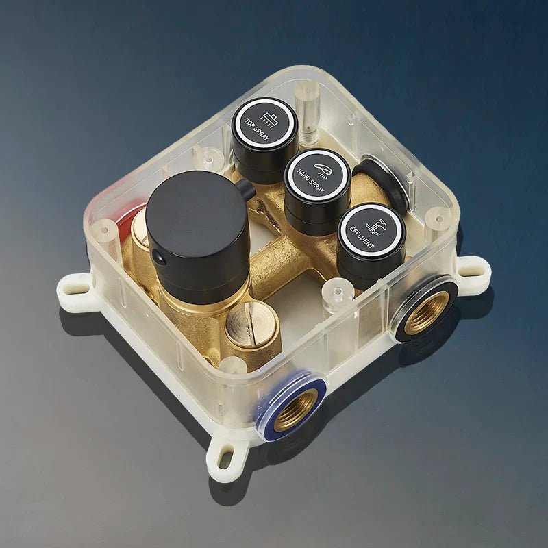 Afralia™ Shower Faucet Valve: Thermostatic Mixer, Concealed Installation, Temperature Control - Black/Chrome