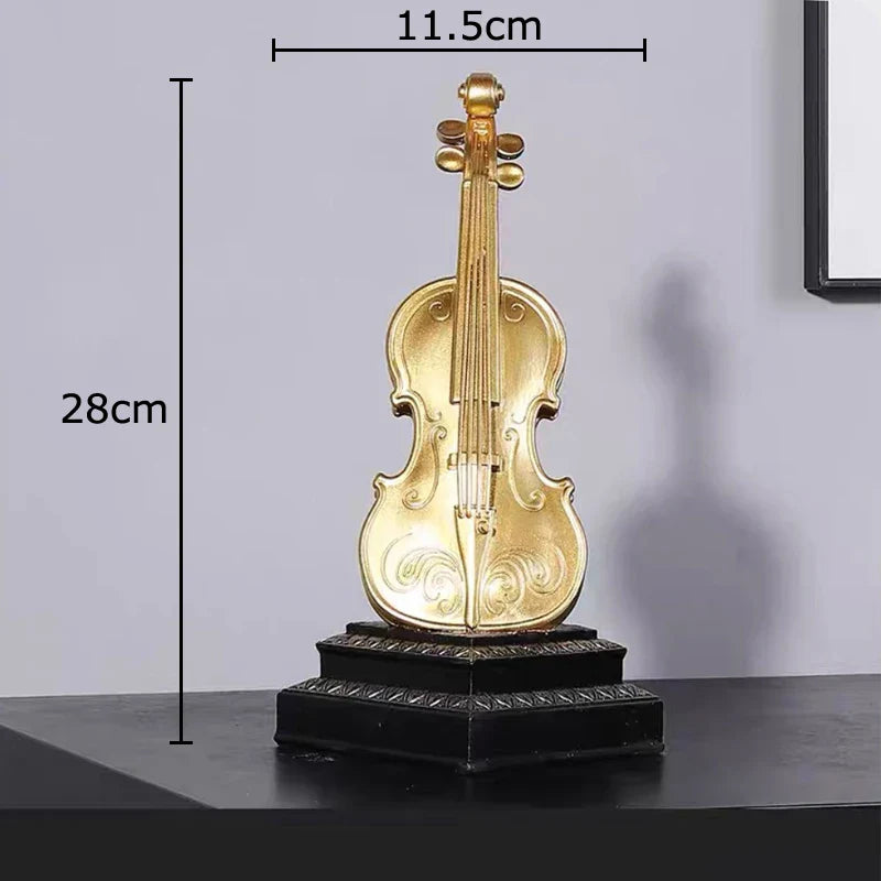 Afralia™ Modern Golden Violin/Sax Ornament, Desk Sculpture, Room Decor, Aesthetic Crafts