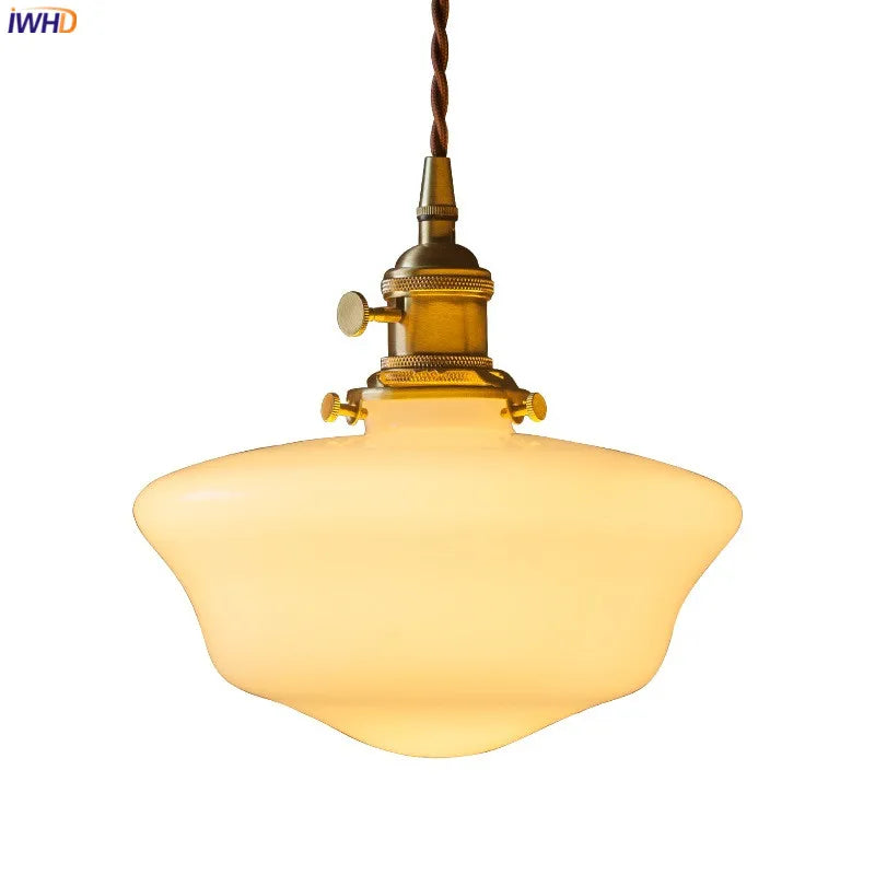 Nordic Modern White Glass Hanging Lamp Bedroom Living Room LED Pendant Light - Afralia™