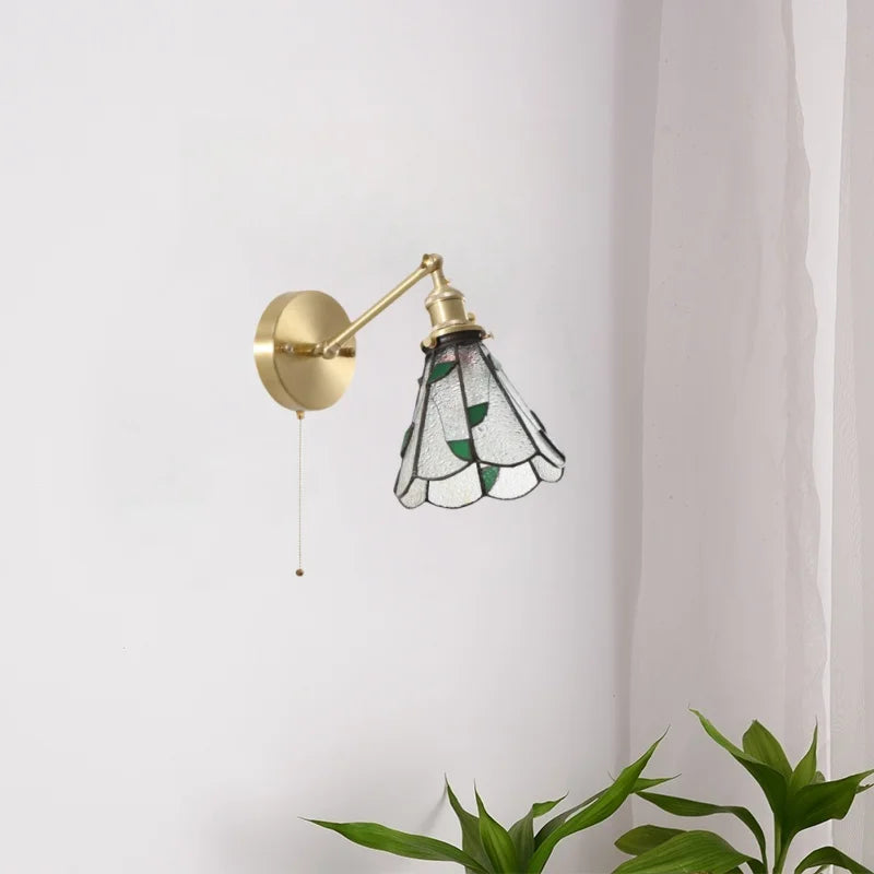 Afralia™ Glass LED Wall Lamps Pull Chain for Bedroom & Living Room