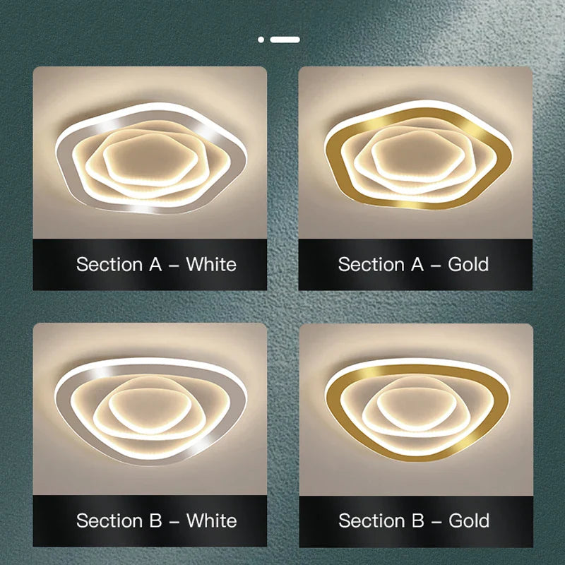 Afralia™ Gold Luxury LED Ceiling Chandelier for Modern Living Rooms, Bedrooms, and Kitchens