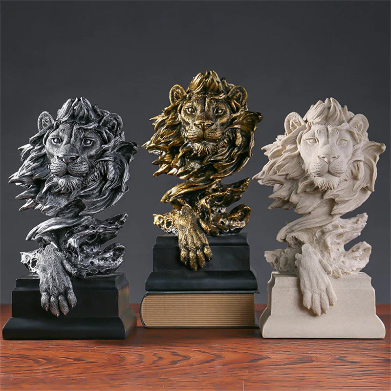 Afralia™ Vintage Lion Head Resin Crafts for Home & Office Decoration