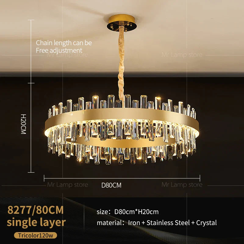 Afralia™ Crystal Chandelier for Living Room Bedroom Dining - Energy-saving Light Luxury Lamps