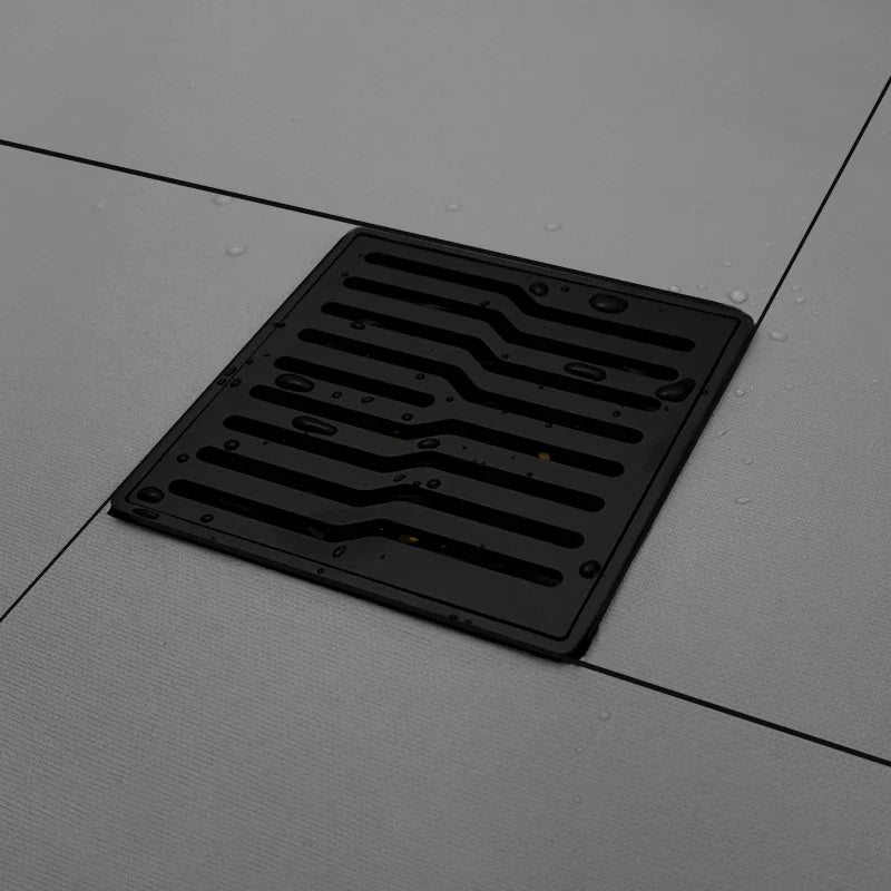 Afralia™ Checkered Tile Insert Brushed Black Brushed Gold Fast Drain Floor Drain