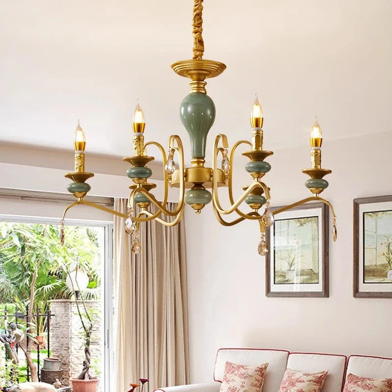 Afralia™ Mediterranean Ceramic Crystal Chandelier - Elegant Lighting Fixture