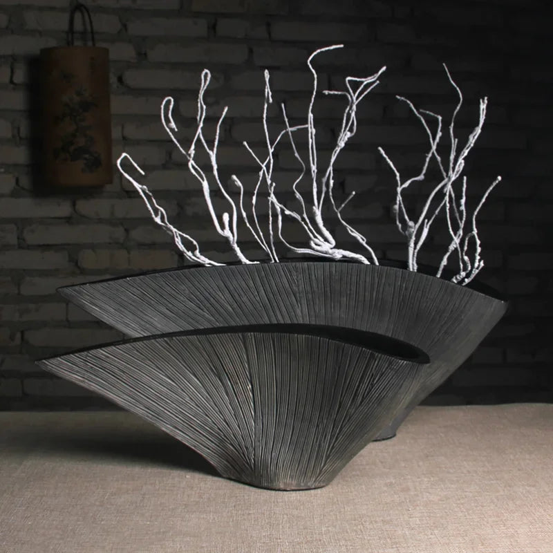 Nordic Style Resin Vase - Fan-shaped Decorative Craft for Home Decor by Afralia™