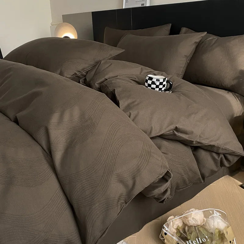 Afralia™ Luxury Jacquard 3-Layer Cotton Bedding Set - Soft & Skin-Friendly