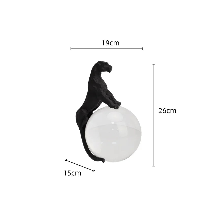 Afralia™ Crystal Ball Metal Animal Sculptures Home Decor Figurines