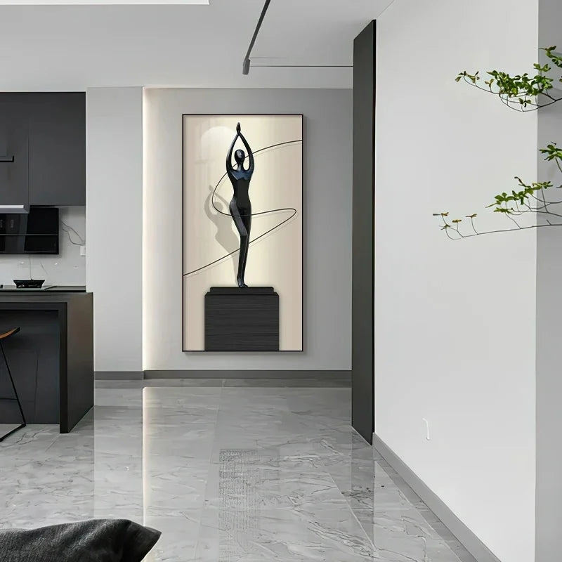 Abstract Figure Luminous Canvas Painting Wall Lamps by Afralia™