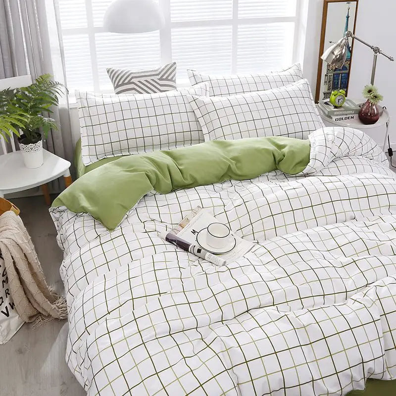 Afralia™ Soft Large Stripe Bedding Set: Brushed Duvet, Sheet, Pillowcases in Nordic Style