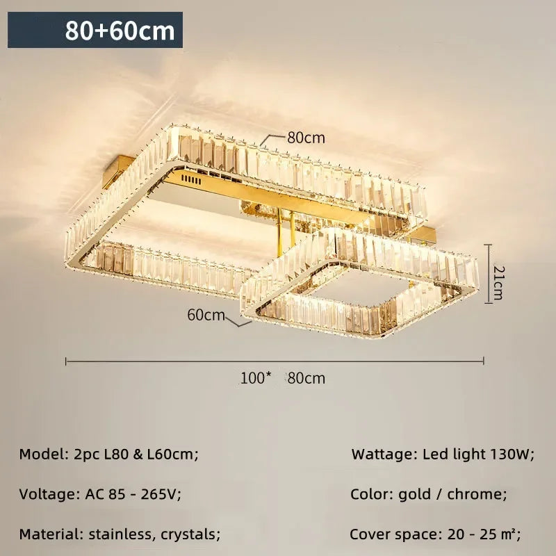 Afralia™ Crystal Dimmable Ceiling Light - Luxury Living Room Bedroom Lamp