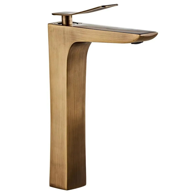 Afralia™ Bronze Basin Faucet: Hot & Cold Deck Mounted Bathroom Sink Mixer Tap