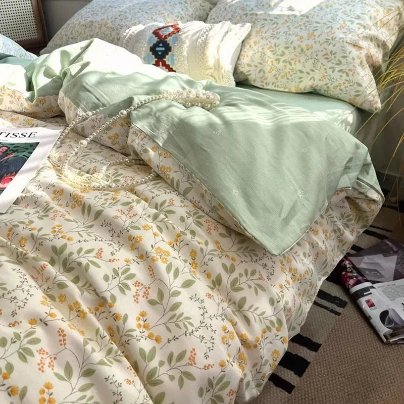 Afralia™ Boho Pattern Printed Cotton Bedding Set for Queen King Bed Linens