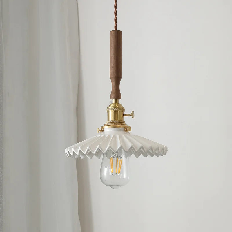 Afralia™ Copper Ceramic LED Pendant Light with Knob Switch - 4w Bulb & Lamparas Colgante