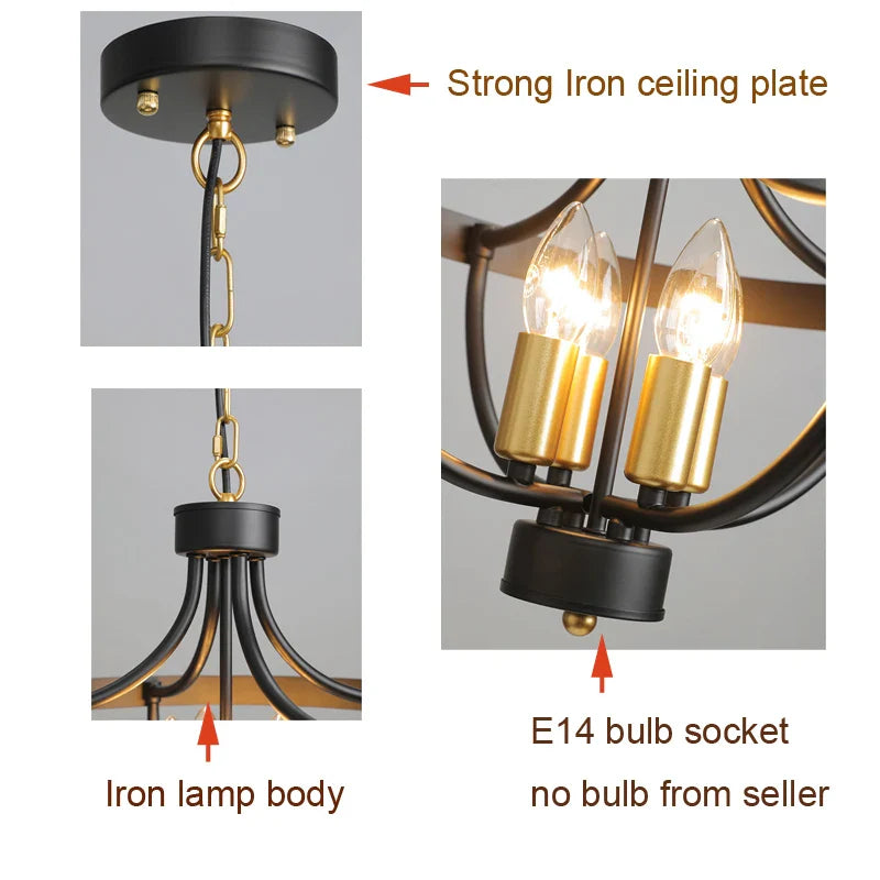 Afralia™ Modern Farmhouse Geometric Chandelier Pendant Lamp for Kitchen & Dining Room