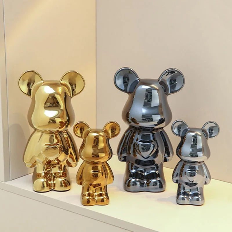 Afralia™ Luxury Violence Bear Figurines - Colorful Electroplated Teddy Bear Ornaments