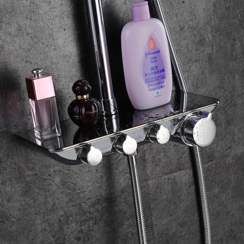 Afralia™ Chrome Rain Shower Faucet Set with Hand Held Brass Shower Head