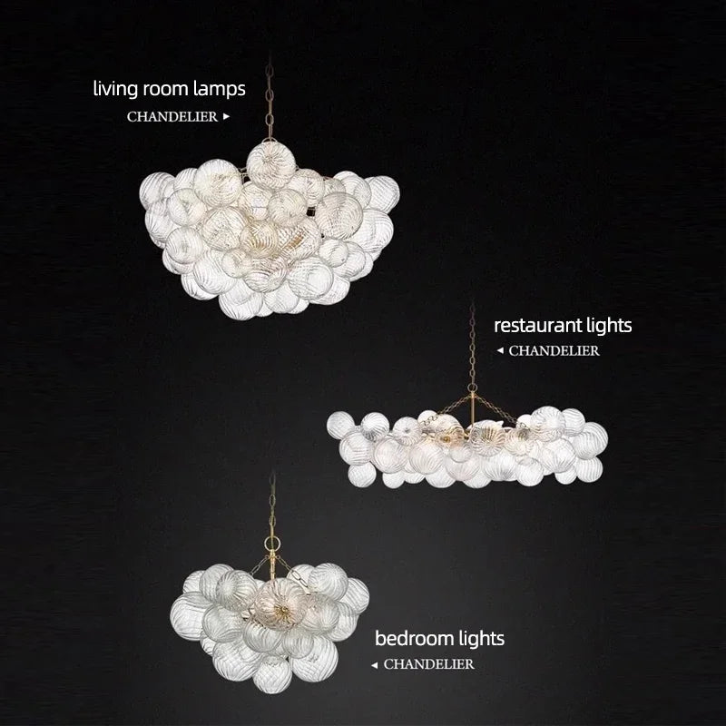 Afralia™ LED Glass Bubble Chandelier E14 for Modern Living Room Decor.