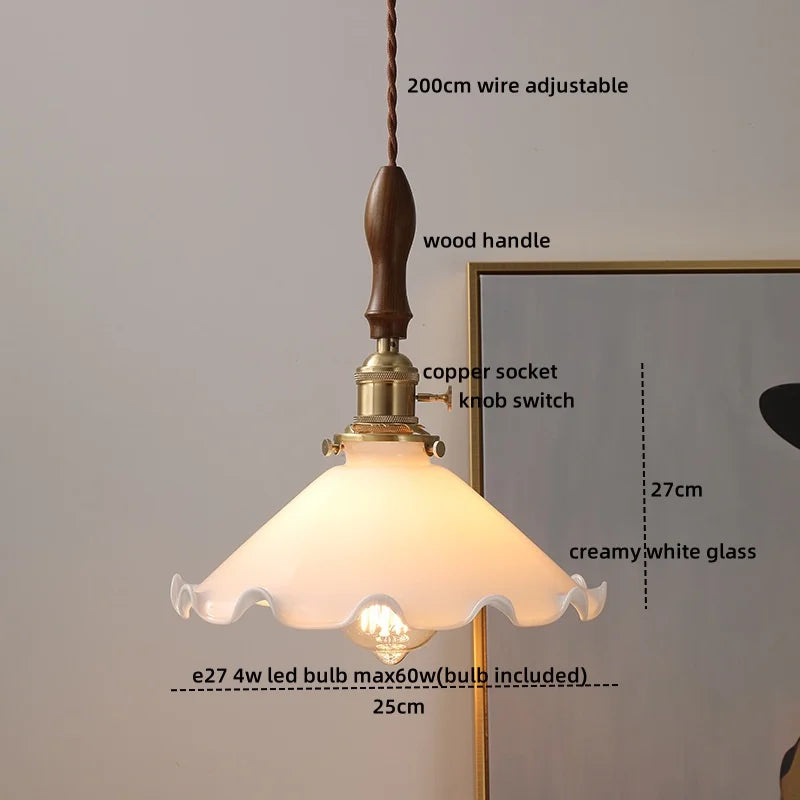 Afralia™ Amber Glass Pendant Lamps Copper Modern Hanging Lights for Living Dining Bedroom