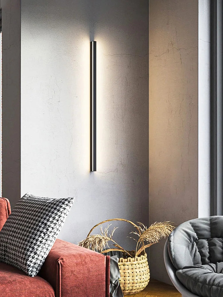 Afralia™ Bedroom Wall Lamp: Nordic Strip Light, Minimalist Design, Black Background, Decorative Luminaires