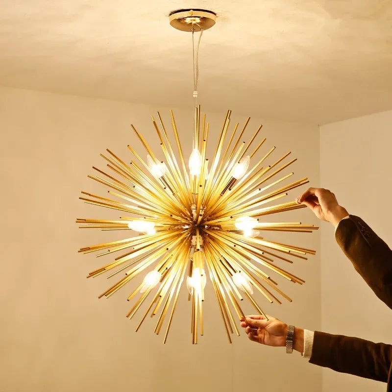 Afralia™ Geometric Starburst Chandelier: Modern LED Ceiling Lighting for Living Room & Restaurant