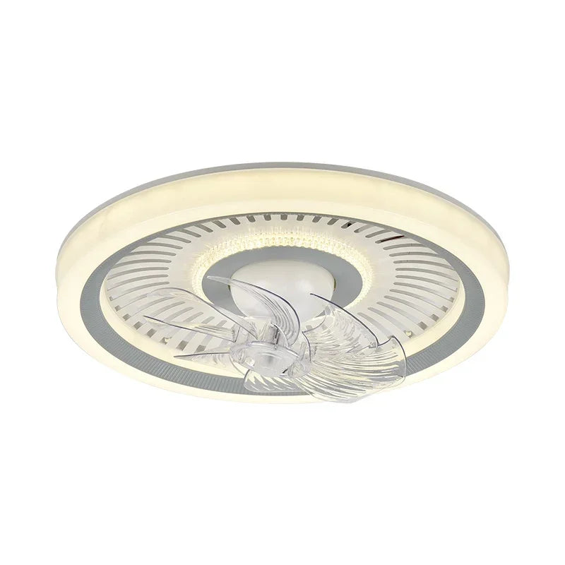 Afralia™ Modern Round Ceiling Fan with LED Lights Chandelier for Bedroom